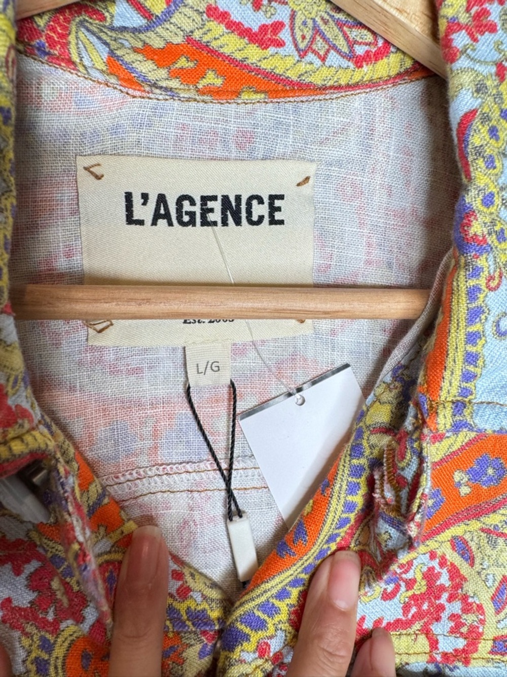 L’Agence Linen Paisley Jacket Size L NWT Multicolor Cropped Blazer Resort Boho - Picture 4 of 8